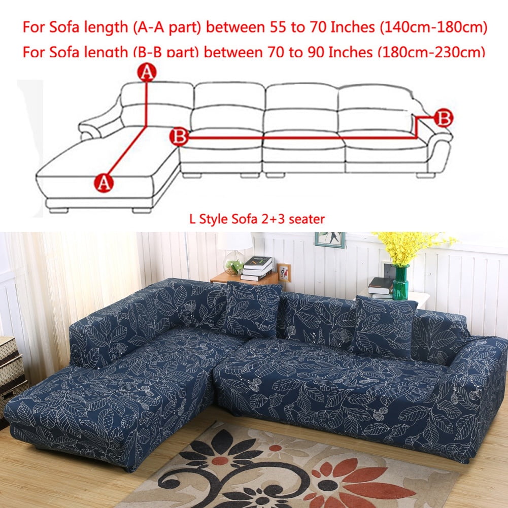All Cover Sectional Sofa L Shape 2pcs Slipcover Elastic Washable