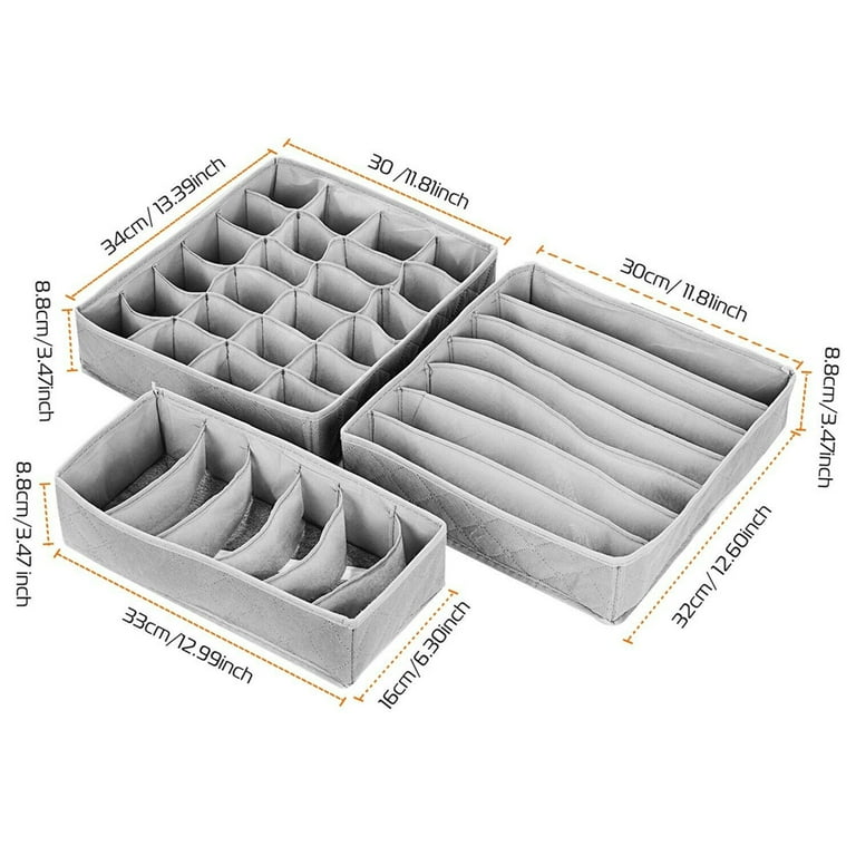 Drawer Folding 30 Compartment Removable Tie Necktie Socks Organizer Storage  Box - Gray - 13.4 x 12.6 x 4(L*W*H) - Bed Bath & Beyond - 17591788