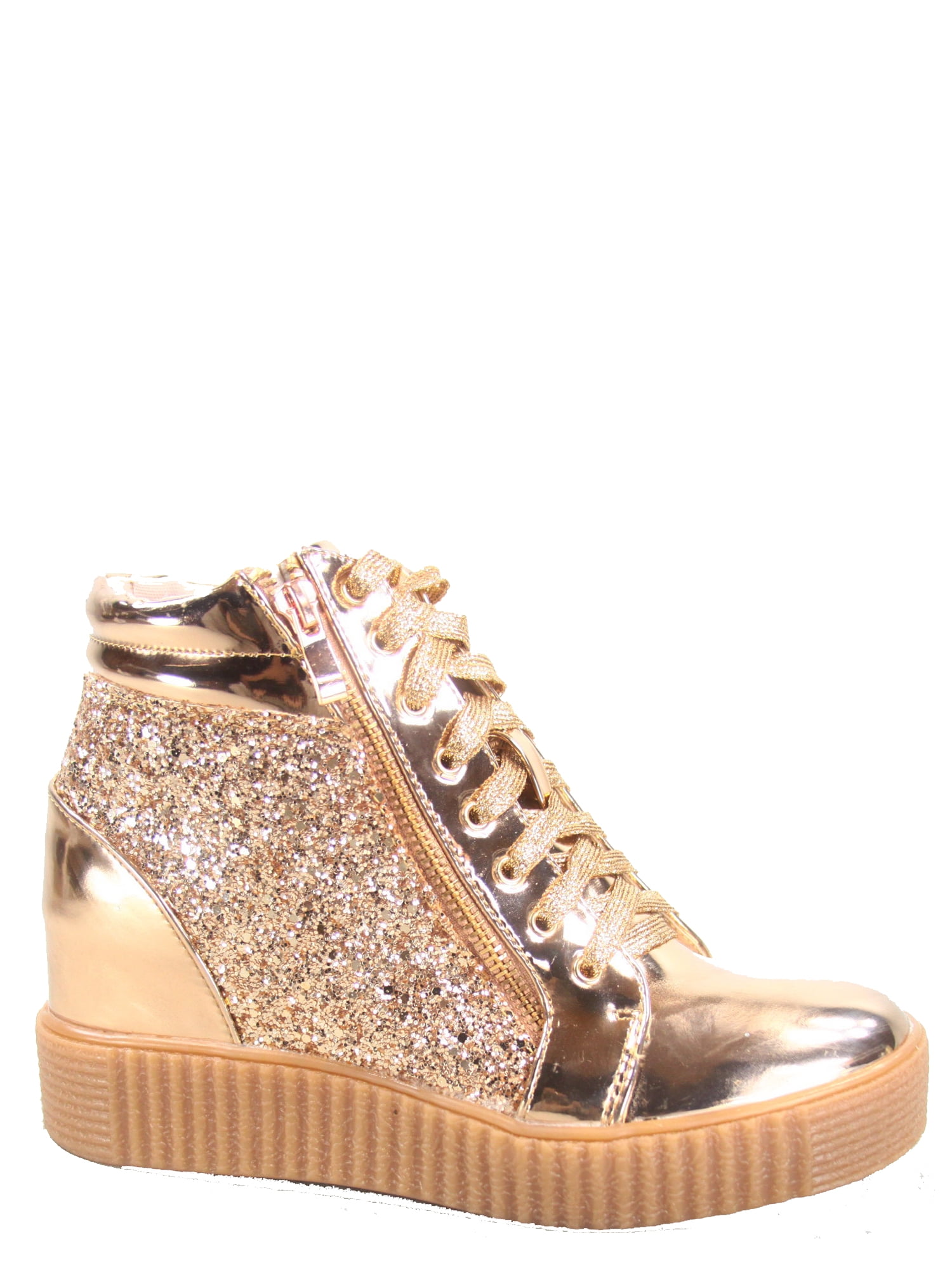 sparkle wedge sneakers