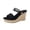 Black, variant on Wedge Slide Sandals For Women Matte Faux Suede Dual Thin Instep Straps Gold Metal Buckle Open Toe Slip On Jute Woven Mid Wedge Slide Footwear