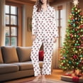 thumbnail image 2 of Tnhcen Women's Christmas Pajama Sets 2-Piece Plus Size Sleepwear Long Sleeve Button-Down Shirt & Lounge Pants Holiday Pajamas for Women Comfortable Home Outfit S-2XL, 2 of 7