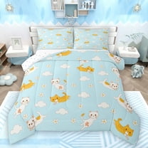 Manfei Child Teens Cute Animal Cats Bedding Comforter Set 2pcs,Kawaii Flowers Twin Comforter Sets Microfiber,Cartoon Pets Breathable Bedding Set,Super Cozy Room Decor,Reversible