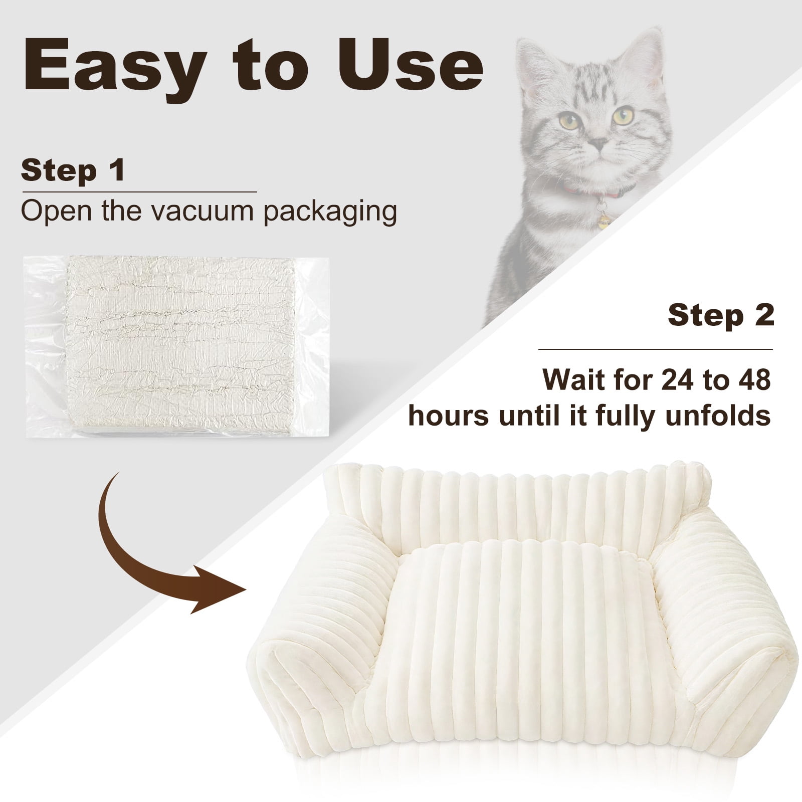 Sanmadrola Cute Cat Bed for Indoor Cats, Couch Bed with Removable Washable,Premium Soft Corduroy Fleece Pet Bed for Small Dog & Cat,Milk White