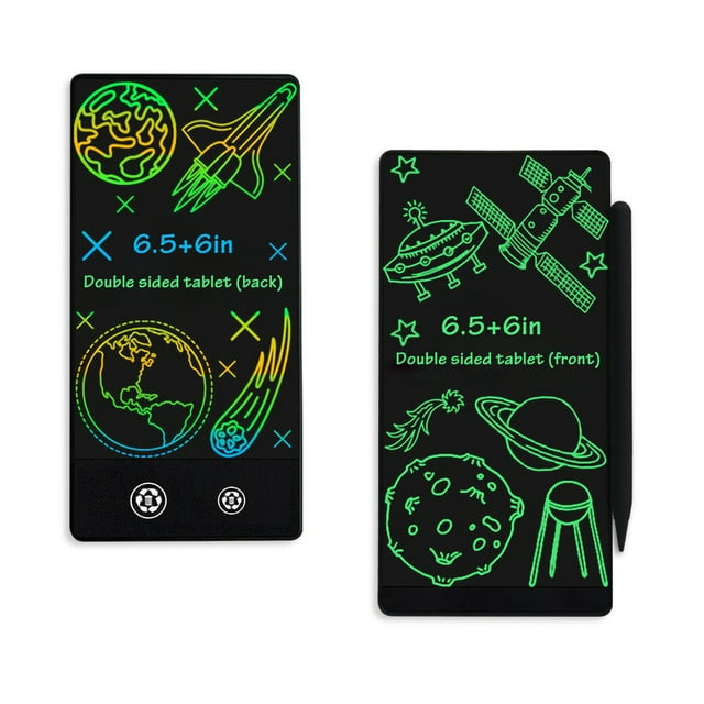 TFixol 6.5 Inch Double-Sided LCD Writing Tablet Full Screen Black With 2 Stylus