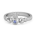 thumbnail image 2 of Petite Claddagh 0.10 Ctw Tanzanite 925 Sterling Silver Crown Women Valentines Day Gifts Ring, 2 of 3