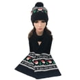 thumbnail image 2 of Unisex Navidad Papá Noel Patrón De Copo De Nieve Invierno Cálido Gorro De Punto Sombrero De Bulbo De Pelo Bufanda Larga De Navidad Yuarrent AP007676-02, 2 of 6