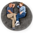 thumbnail image 3 of Jaxx  Gigantic Mega Saxx Bean Bag Chair and Lounger For Adults Padded Microvelvet - Pewter Large, 3 of 5