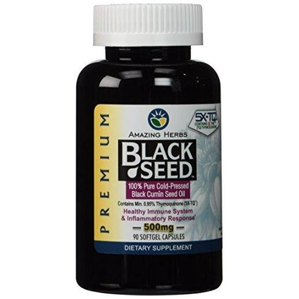 Amazing Herbs Black Seed Oil 90 Softgel Capsules, 500 mg
