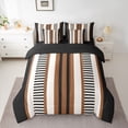 thumbnail image 2 of Homewish Modern Geometric Striped 7pcs Bedding Comforter Set,Retro Minimalist Lines Queen Bedding Sets,Brown Beige Black Queen Sheet Sets For Boys Kids,Ultra Soft Home Decor Reversible, 2 of 8
