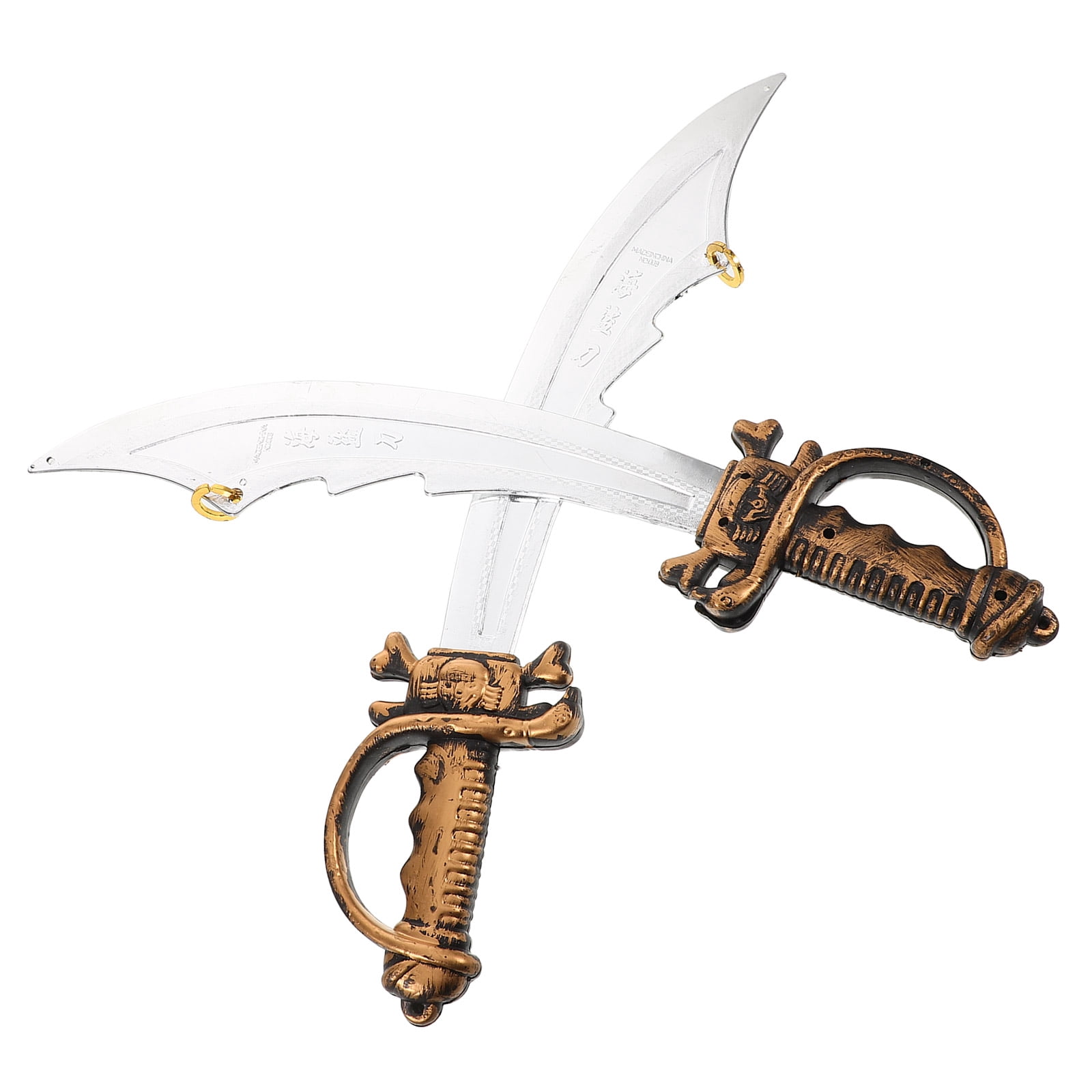 Wekuw 2 Espadas De Juguete De Plástico – Daga Pirata Para Disfraces Y Fiestas Temáticas, De 24.5 Cm, En Oro Y Plata, Accesorios De Cosplay
