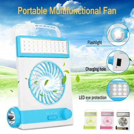 Solar Fan Camping Fan Cooling Table Fans 3 in 1 Multi-Function with Eye-Care LED Table Lamp Flashlight Torch Solar Panel Adaptor Plug for Home Use