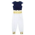 thumbnail image 4 of Doomiva Boys Arabian Prince Outfit Street Rat Suit Cap Sleeve Vest Waistcoat with Pants Set Royal Blue 10, 4 of 7