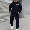 thumbnail image 3 of LEKDFST Men's 2 Piece Outfits Letter Print Hoodie Sweatshirt Tracksuit Joggers Sweatpants Sweatsuit Set Dark Blue XXXL, 3 of 7