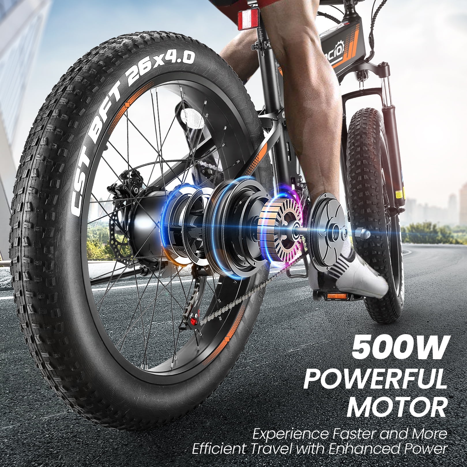 Gocio Ebike 750W Peak, 26"x4" Fat Tire Electric Bike, Full Suspensions, 48V 10.4Ah Foldable Electric Bikes Adult, LCD, 21 Speed, Electric Mountain Bike UL2849 Certified