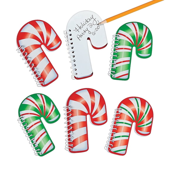 Fun Express Candy Cane Spiral Note Pad, 5" x 3", 30 Sheets, 24 Count, 2 Pack