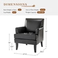 thumbnail image 3 of Modern Vegan Leather Accent Chair Upholstered Sofa Chair Arms Wooden Legs Home Living Room Bedroom Black, 3 of 8