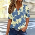 thumbnail image 4 of Tops de Algodón para las Mujeres, Retro No Posicionamiento Impreso, V-Cuello Botón Suelto para las Mujeres, 4 of 6