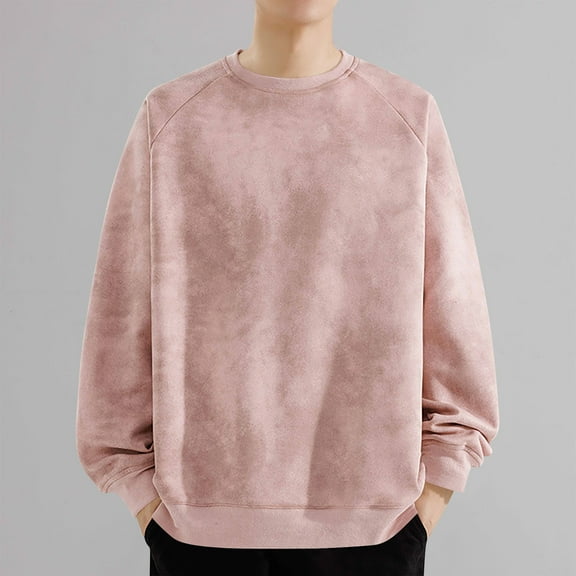SYMOID Hoodless Sweatshirt Men Pink 3XL Pullover Sweatshirt Plain Big and Tall Mens Clothes Fall and Winter