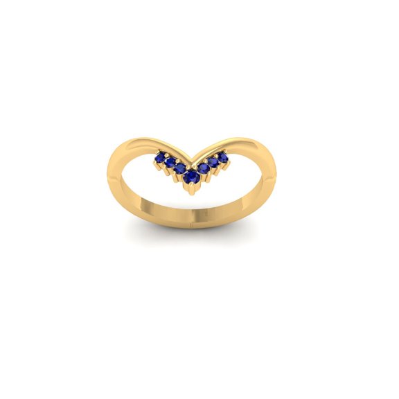 True Elegant Sapphire 7-Stone Stackable Ring, 18kt Gold Plated 925 Sterling Silver, Wedding Bands for Women
