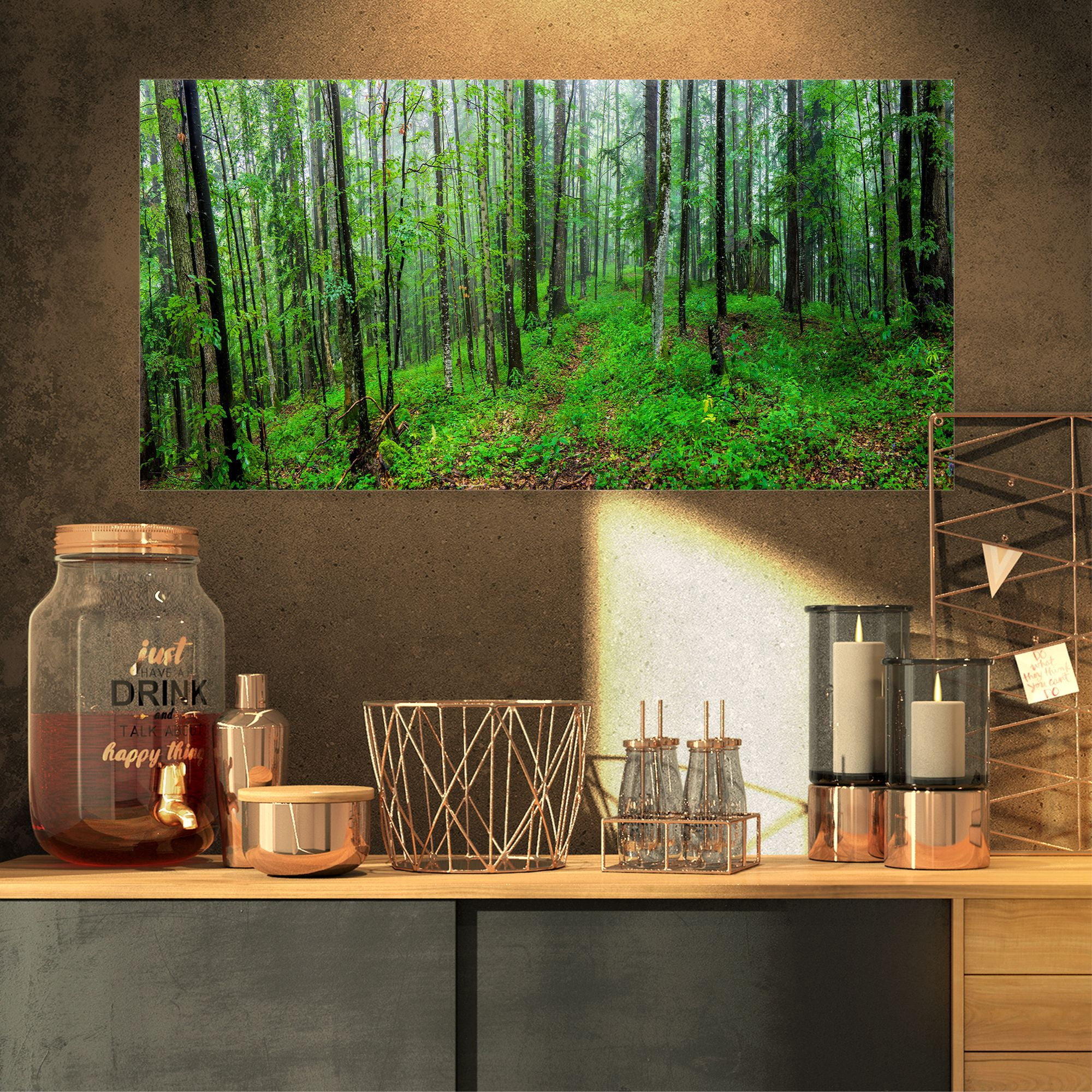 Designart 'Green Wild Forest with Dense Trees ' Forest Canvas Art Print