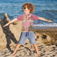 thumbnail image 3 of FORMRS Boys Rash Guard Short Sleeves Swim Shirt Quick Dry UPF 50+ Sun Protection, Sizes 3-12T, Pink Christmas House, 3 of 6