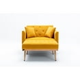 thumbnail image 4 of INCLAKE Lounge Sofa, Single Sofa Bed with Two Pillows, Recliner Chair Backrest with 3 Adjustable Angles, Convertible Accent Velvet Sofa Bed for Living Room Bedroom, Yellow, 4 of 7