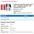 thumbnail image 2 of Ignition Coil Spark Plug and Wire Set 17 Piece - Compatible with 2009 - 2010 Chevy Tahoe 5.3L V8, 2 of 2
