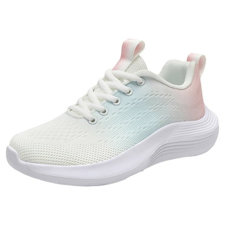 Fauean Women Sneakers Cute Gradient Mesh Breathable Lace up Casual Shoes Daily Wear Pink Size 41