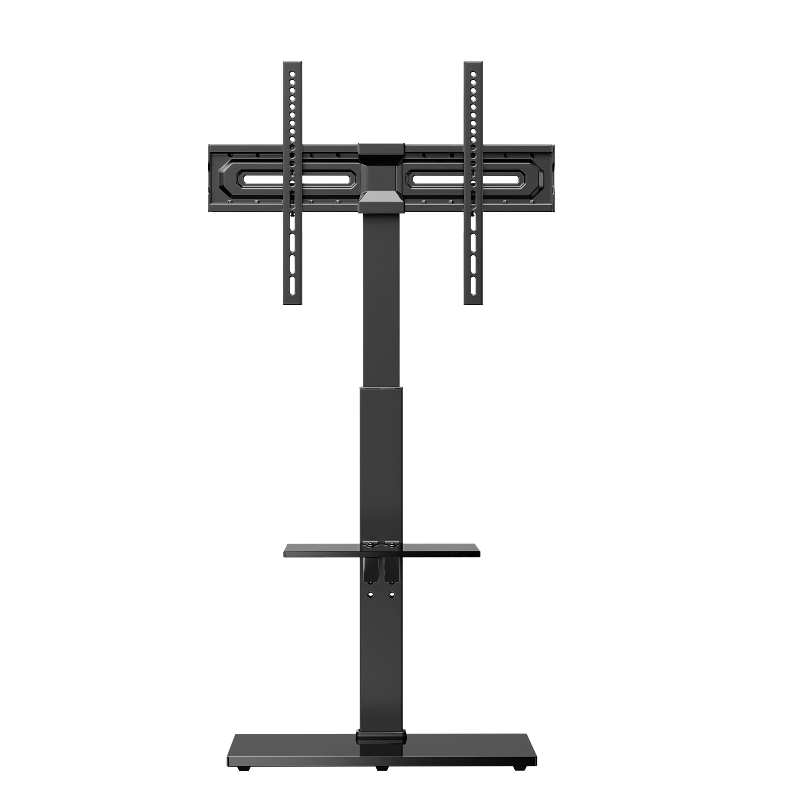 MountFTV Swivel Floor TV Stand with 8-Level Height Adjustment and Tilt for 30-75 inch TVs, Tall TV Stand with Mount Holds up to 110 lbs on Tempered Glass Base, Max 600x400mm
