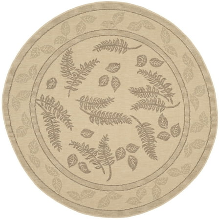 SAFAVIEH Courtyard Euler Traditional Floral Indoor/Outdoor Area Rug, 5'3" x 5'3" Round, Natural/Brown