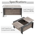 thumbnail image 4 of Costway Table Basse Carrée 36,5 Pouces Table à Thé Cocktail avec Dessus Coulissant et Compartiment Caché Gris, 4 of 10