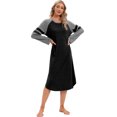 thumbnail image 6 of Women Long Sleeve Nightgown Loose Fit Sleepshirt Spring Fall Calf-Length Soft House Dress Round Neck Comfy Sleepwear Loungewear, Black S-3XL, 6 of 9