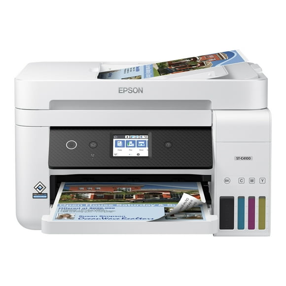 Epson WorkForce ST-C4100 Supertank Color MFP - Multifunction printer - color - ink-jet - 8.5 in x 14 in (original) - A4/Legal (media) - up to 11 ppm (copying) - up to 15.5 ppm (printing) - 150 sheets - 33.6 Kbps - USB 2.0, LAN, Wi-Fi(n)