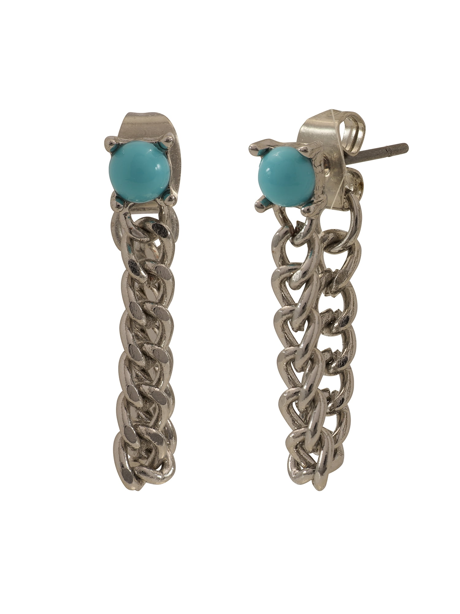 Madden NYC Women's Turquoise Western Mixed Swag Chain & Hoop 3-Piece Earring Set