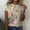 Brown, variant on Graphic Womens T Shirts Short Sleeve Khaki Crew Neck Blouses Flower Tops for Women