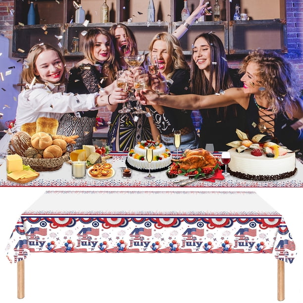 Manteles, manteles de picnic, manteles del 4 de julio, manteles patrióticos, manteles desechables de plástico, decoraciones para el Día de la Independencia, suministros para fiestas navideñas, un mapa