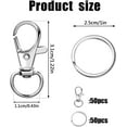 thumbnail image 2 of Woeilo 100PCS Swivel Snap Hooks with Key Rings, 50Pcs Key Chain Clip Hooks and 50Pcs Key Rings, Lanyard Lobster Claw Clasps for Keychains Jewelry Art Crafts Silver, 2 of 5