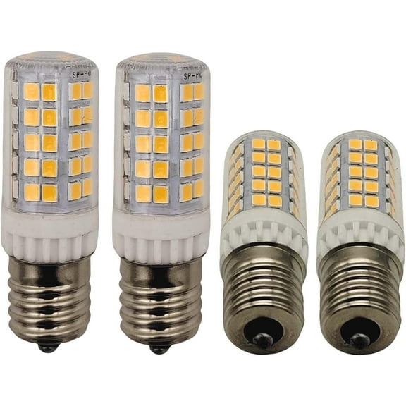 E17 Led Bulb Microwave Oven Light Equivalent 60w Incandescent Warm White Appliance Light for 40w - 60w Type B Candelabra Bulb Dryer Range Hood Refrigerator Sewing Machine Lighting 4 Pack