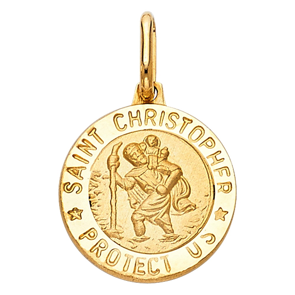 Ioka 14K Yellow Gold St. Christopher Protect Us Religious Charm