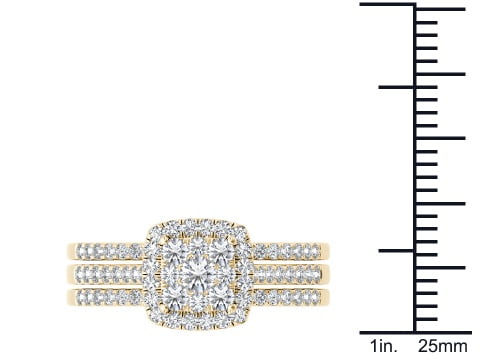 1 Carat T.W. Diamond 10kt Yellow Gold Single Halo Engagement Ring Set