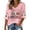 Pink, variant on Women's Patriotic America Floral Print V-Neck Top - Waffle Knit 3/4 Sleeve Casual Pullover for 4th of July & Daily Wear