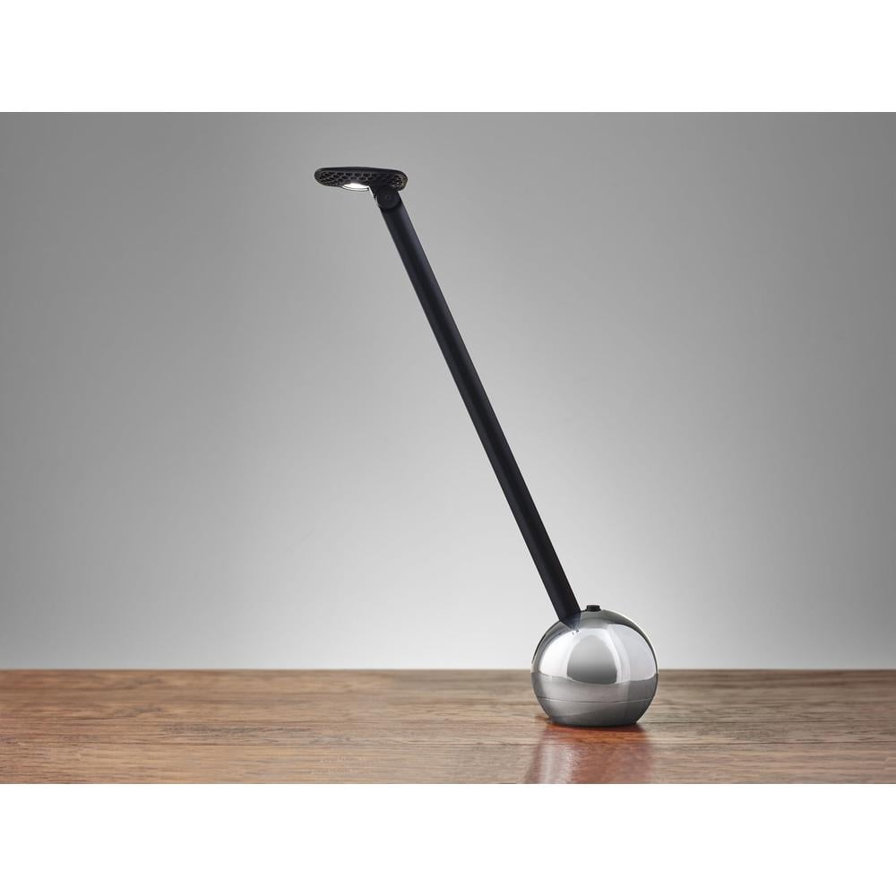 Adesso® ADS360 Kiu LED Desk Lamp, 20 1/2"H, Black Shade/Chrome Base