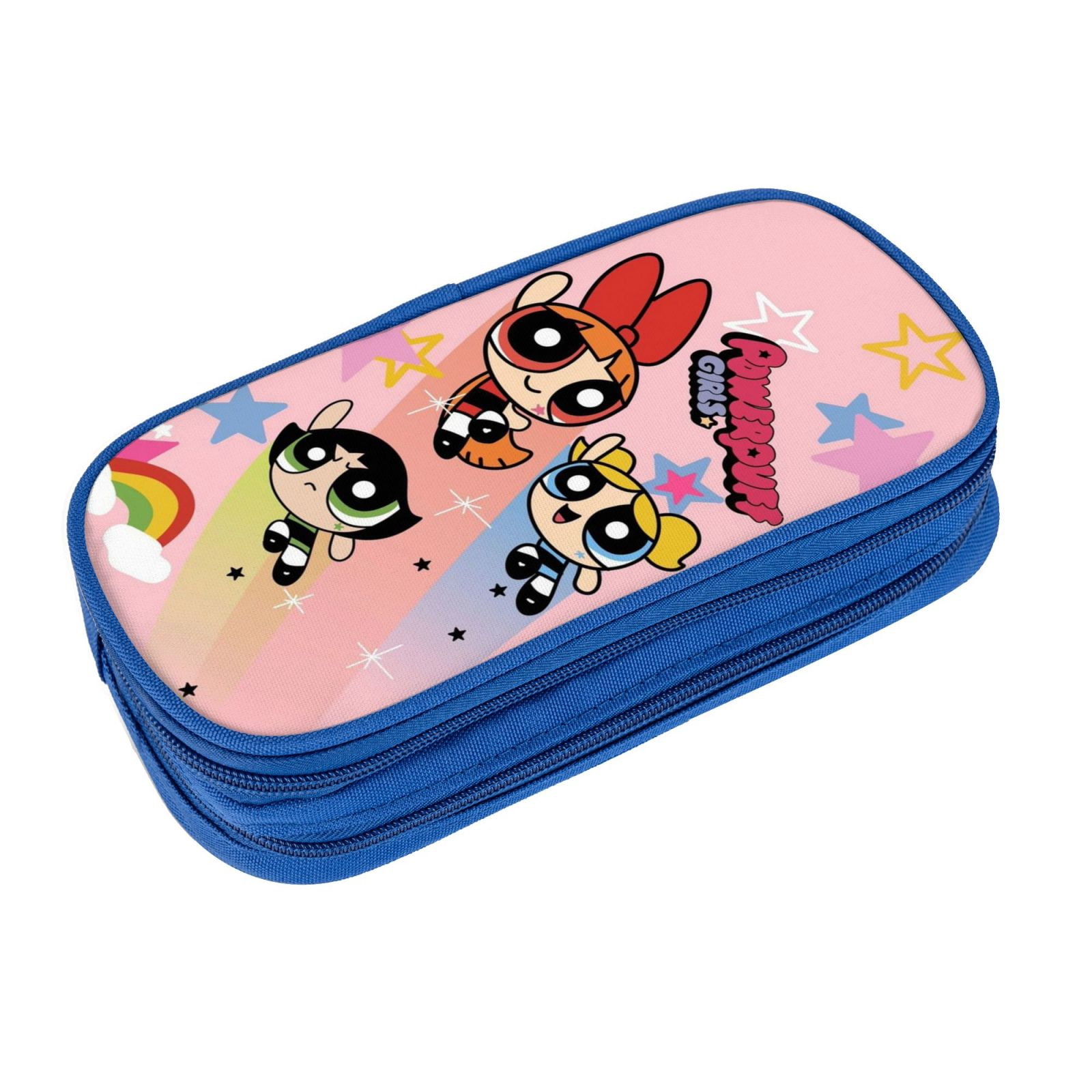 The Powerpuff Gi-rls Pencil Case Large Capacity Pencil Pouch Penbag Office Stationery Organizer Travel Makeup Bag Blue