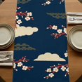 thumbnail image 5 of Table Runners 70 Inches Long Dress Scarves, Japanese Style Farmhouse Coffee/Dining/Kitchen Table Decor, Holiday Table Runner, Modern Cranes Cherry Flower Wave Navy Blue 13x70 Inch, 5 of 9