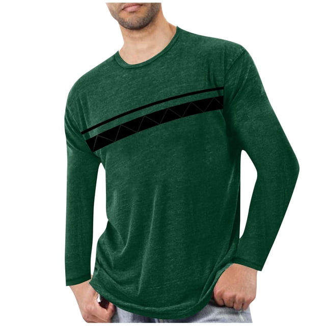 Blusas y camisas de manga larga con cuello redondo para hombre, deportivas, fitness, hogar, pijamas estampados, camiseta de manga larga con cuello redondo, blusa de poliéster para hombre