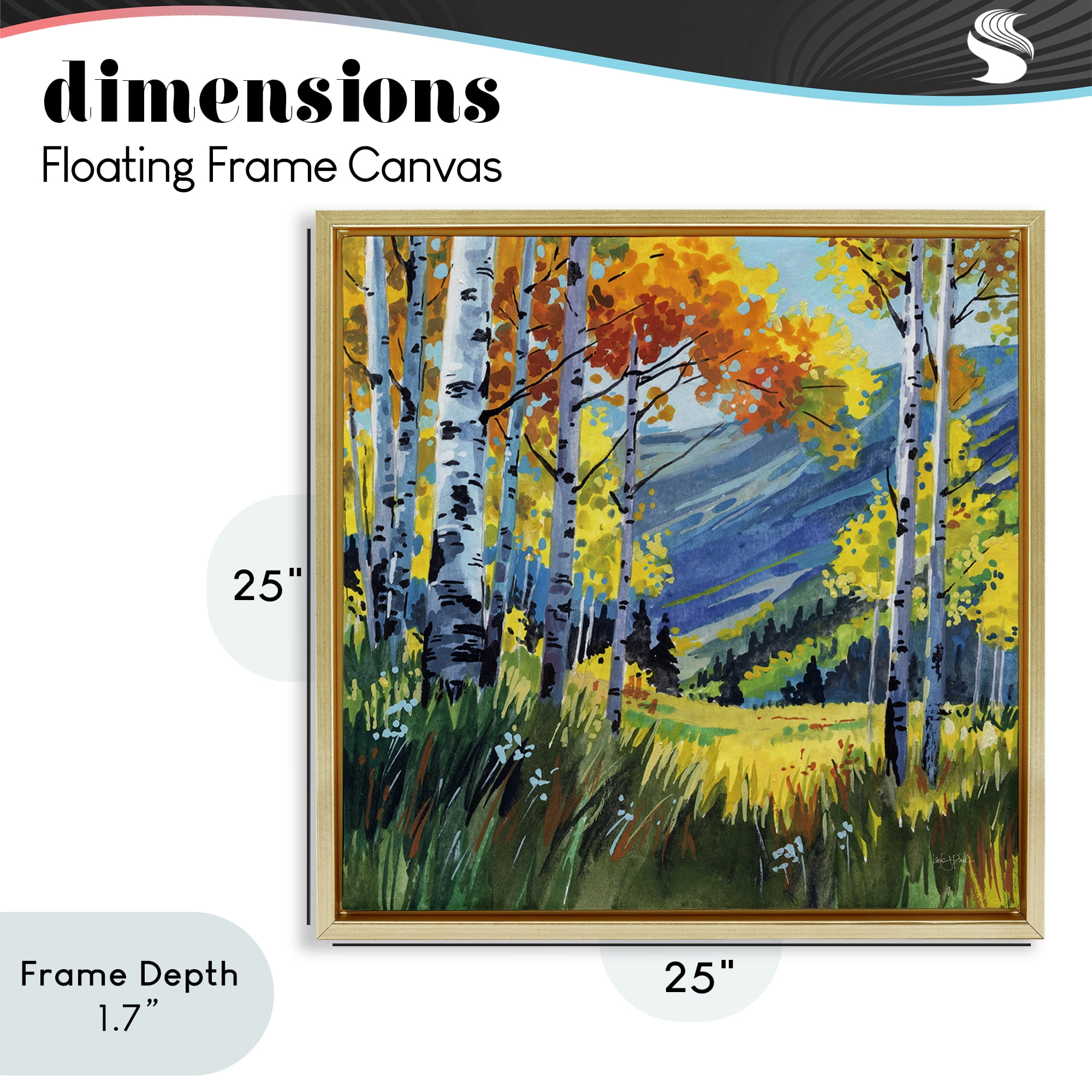 Stupell Industries Autumn Golden Birch Grove Gold Framed Floater Canvas Wall Art, design by Kate Jarvik Birch