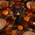 thumbnail image 6 of QLUEWX Halloween Glowing Woven Pumpkin Candle Holder, 7.8" Black Rattan Woven Pumpkin Tea Light Candle Holder with LED Candle, Fall Farmhouse Table Centerpieces for Thanksgiving Halloween Party, 6 of 8