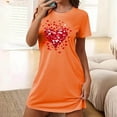 thumbnail image 2 of Nfurl Short Sleeve Night shirts for Women Elegant Heart Printed Crew Neck Sleepshirts Loose Loungewear Soft Sleepwear Ladies Valentines Nightgown Orange XXL, 2 of 6
