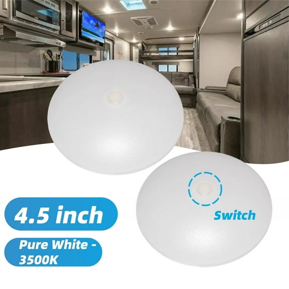 Dream Lighting  LED Ceiling Dome Light,4.5" 12volts,RV Caravan Boat Marine Interior,with Switch,Down light,Pack of 2