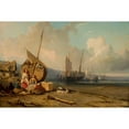 thumbnail image 2 of Eugène Isabey 24x17 Black Ornate Framed Double Matted Museum Art Print Titled: Seaside (1830-1840), 2 of 5